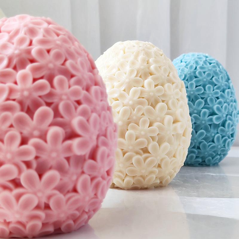 Schnitzen Blume Ei Silikon Kerzenform Catharanthus Kugel Seife Harz Gipsform Schokolade Kuchen Eiswürfel-Set Heimdeko Geschenk