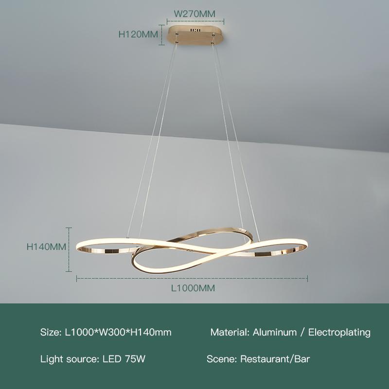 

Modern LED Pendant Lamp For Dining Room Kitchen Living Room Bedroom Chandelier Gold Luster Curve Design Suspension Lights Cold Light