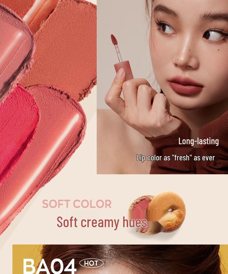 NARAS Bagel Lip Mud: Velvet Matte Lip Glaze for Students - Whitening Pure Desire, Niche Brand