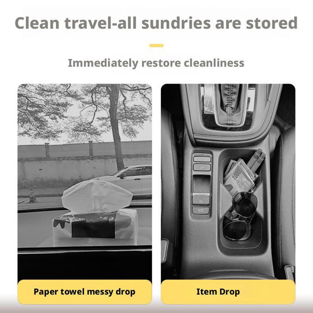 Multi-Functional Car Seat Side Organizer Bag –Leather Hanging Storage with Tissue Dispenser, Mesh Pockets for Phones & Pens