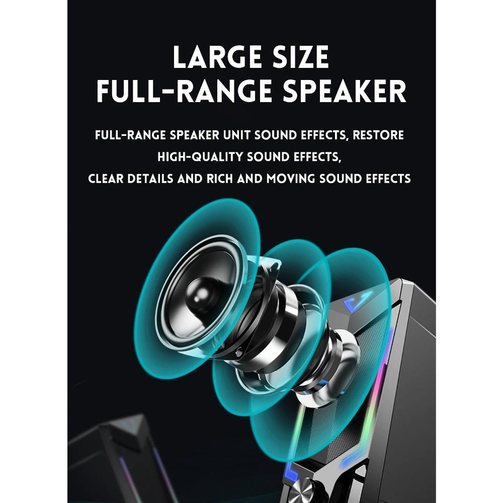 Wired & Bluetooth RGB Computer Speaker, Desktop Computer Speaker, Laptop Speaker, Desktop Stereo Speaker, USB Powered, with LED Ambient
