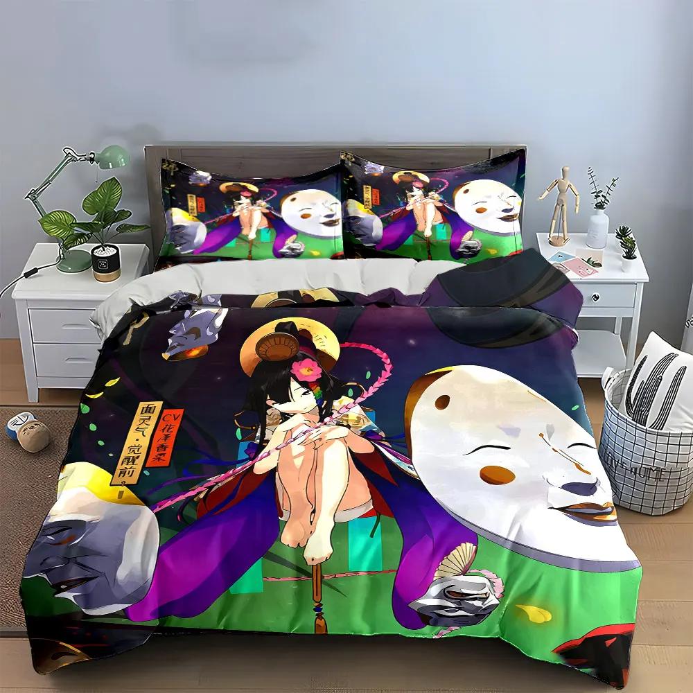"""Fantasy-Masken-Set zur Dekoration""" Weiches, bequemes Bettwäsche-Set mit Bettbezug, inklusive 1*Bettbezug & 2*Kissenbezügen, Geschenk"""