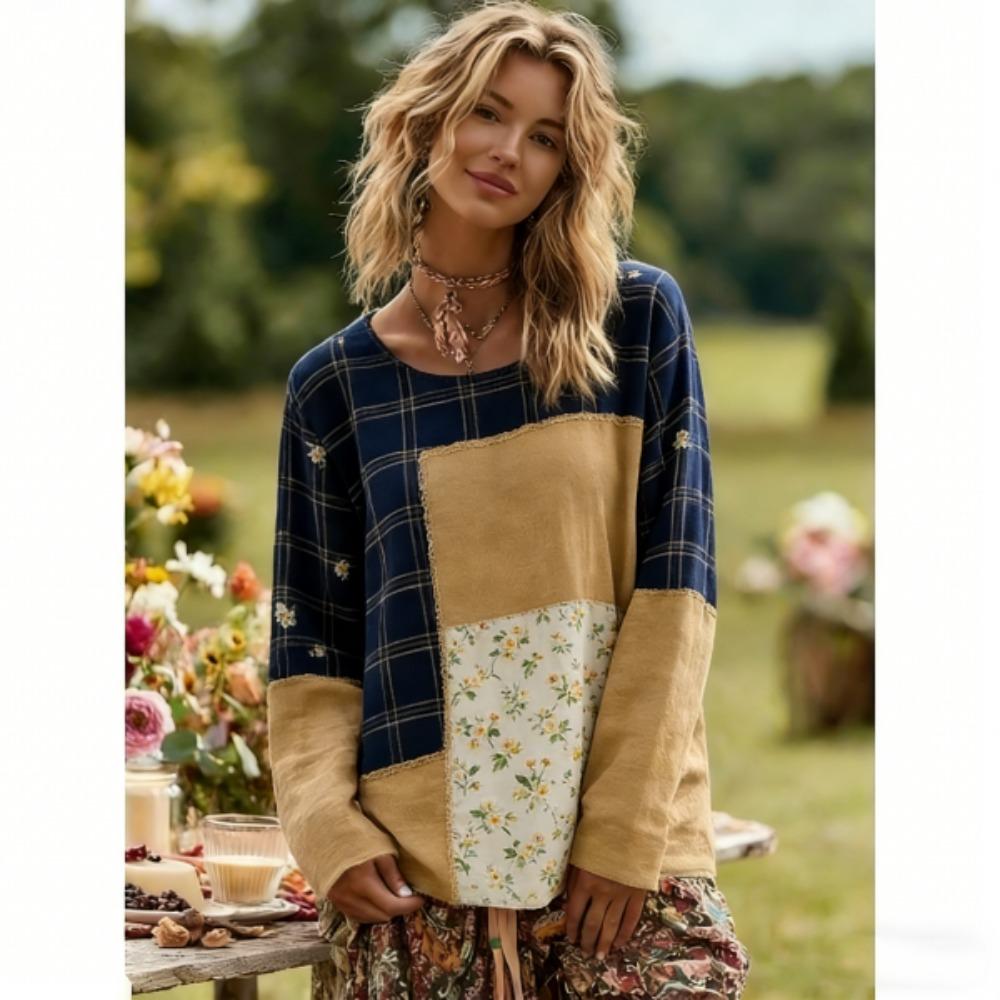 Spring Europe America Women's T-shirt Fashion Floral Print Pullover Comfortable Women Long Sleeve T-shirt Outdoor Casual Tees Top