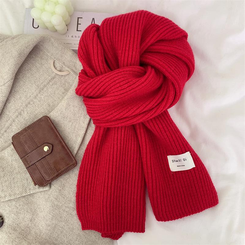 New Classic Retro Knitted Scarf Men Women Couple Korean Ins Thickened Soft Warm Solid Couple Scarves Thermal Muffler Male Female