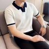 High-End Light Luxury Honeycomb Texture Breathable Thin Lapel Short-Sleeved Knitwear Summer Color Contrast Men's POLO Shirt