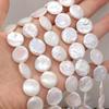 1String, White Baroque Pearls, Button Shape Natural Pearls Beads, 15-16mm, for DIY Necklaces Bracelets Accessories, Jewelry Making Gift 36cm
