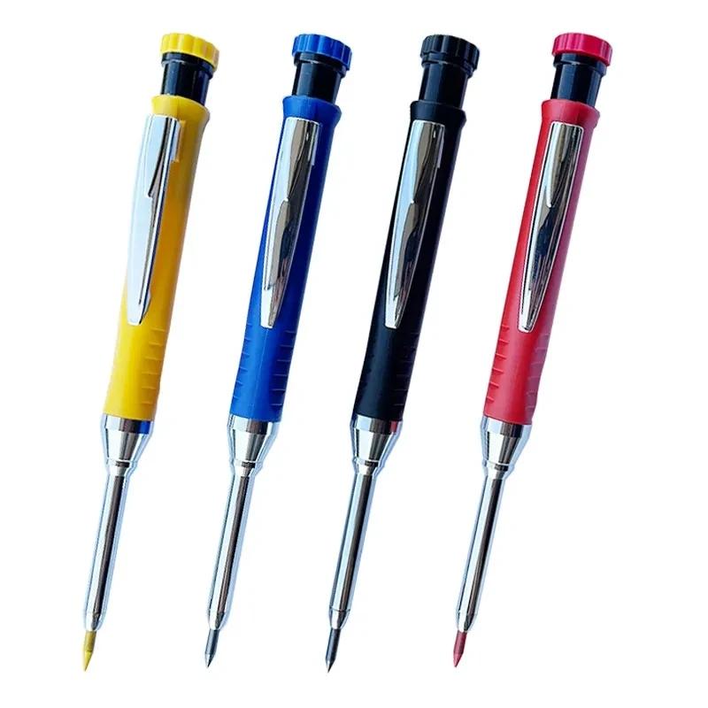 2pcs/Set 2.8mm Carpenter Mechanical Pencil Set with Built-In Sharpener for Woodworking Construction Long-Head Stationery Pencil