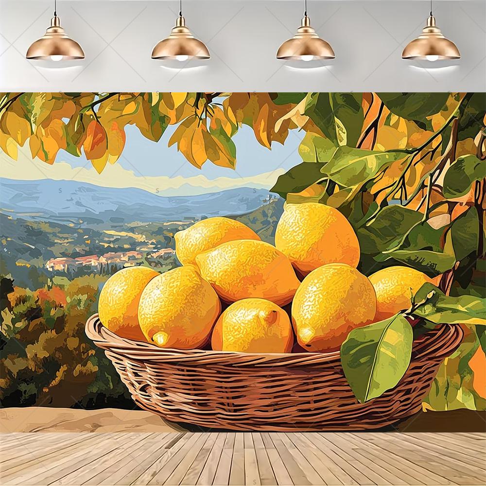 Lemon Pattern Backdrop Birthday Party Decoration Background Mediterranean Scenery Photography Backdrop Banner Supplies Props1709