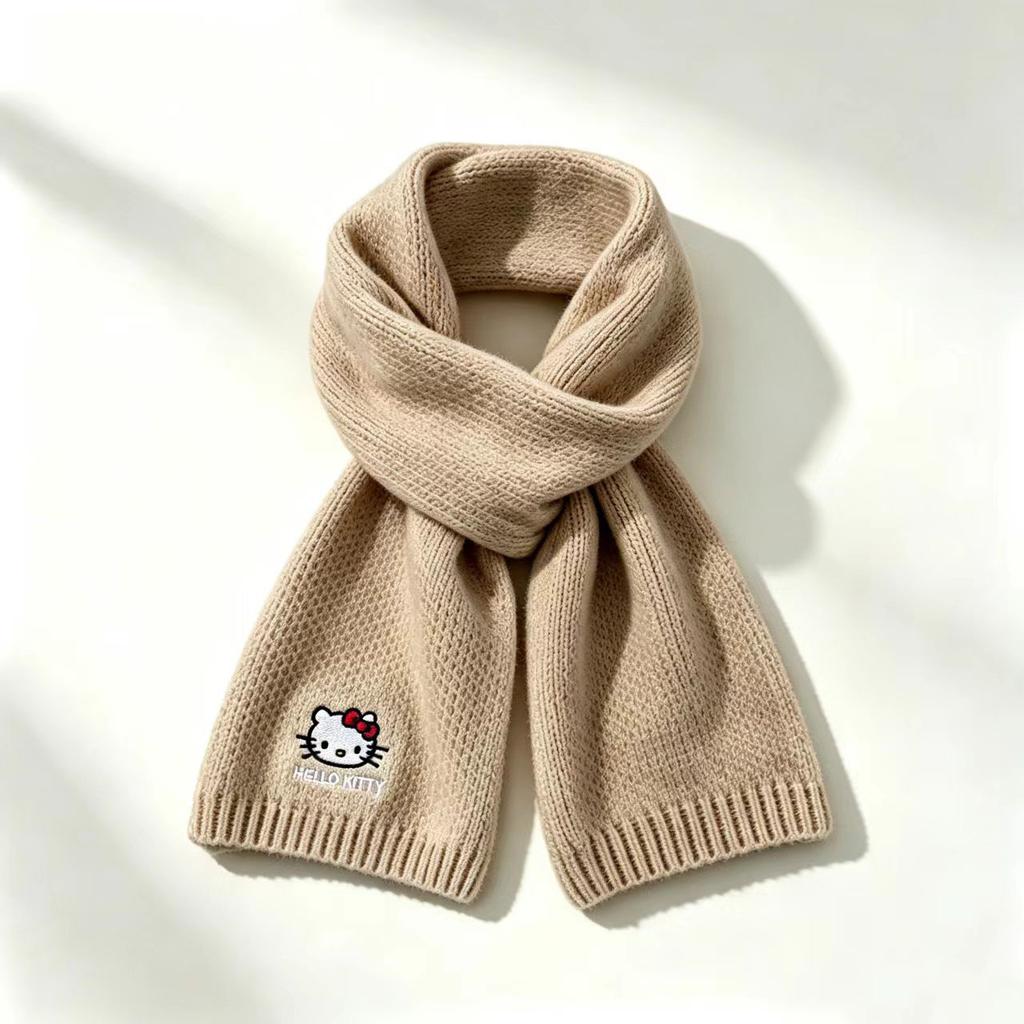 Versatile Cute Puppy Wool Scarf Winter Thickened Warm Day Korean Deer Plush Skin-friendly Knitted Scarf Scarf
