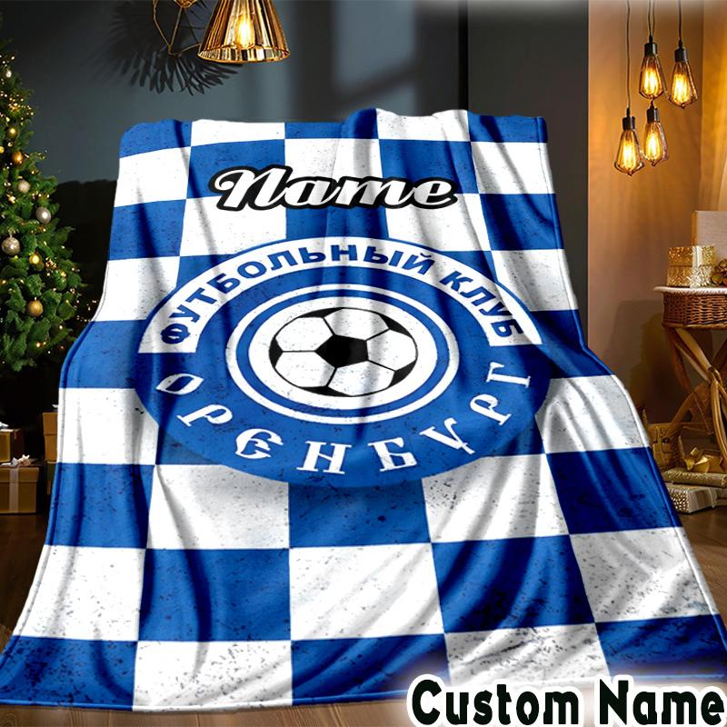 Custom Name FC Orenburg Emblem Throws Blanket Flannel Blankets for Couch Bed Gifts for Men Women Picnic Blanket Christmas Fan Gifts