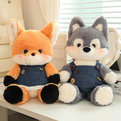 The Forest Running Little Fox Doll Cute Big Bad Wolf Plush Doll Girl Sleeping Pillow Doll Birthday Gift