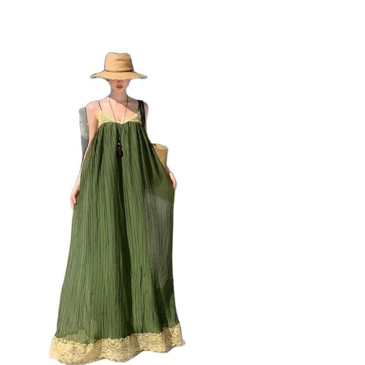 Seaside Atmosphere Long Dress Super Fairy Beach Skirt Women's Summer Sanya Seaside Vacation Dress Suspender Skirt