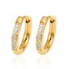 Round Stainless Steel Zircon Inlaid Earring Buckle for Women, Geometric 18K Plated Zircon Earrings