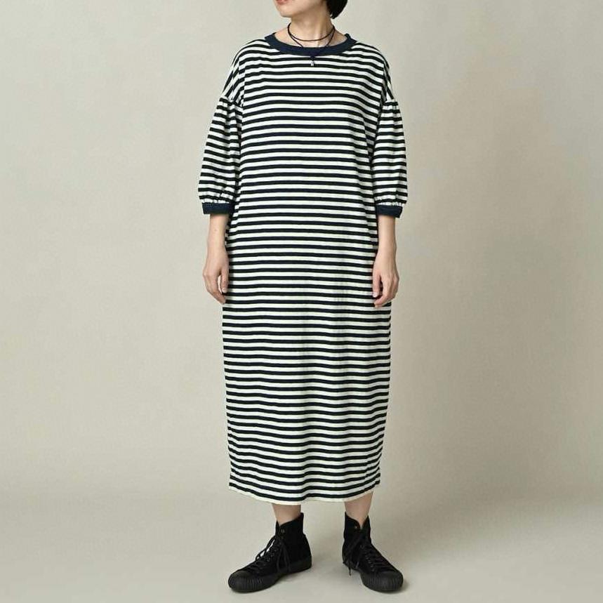 

Indigo Stripe Puff Sleeve Knit Dress - Women s Spring 2026 Collection One Size синий