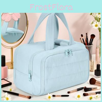 Polyester Large Capacity Makeup Bag With Wide Opening For Travel And Daily Use