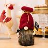 Stylish Burgundy Knitted Hat Gnome Doll With Champagne Sign For Festive Bar Decor