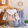 Boys' Autumn Vacation Two-piece Hoodie Set, Trendy Tie Dye Hoodie and Jeans Two-piece Set for Children Aged 0-5