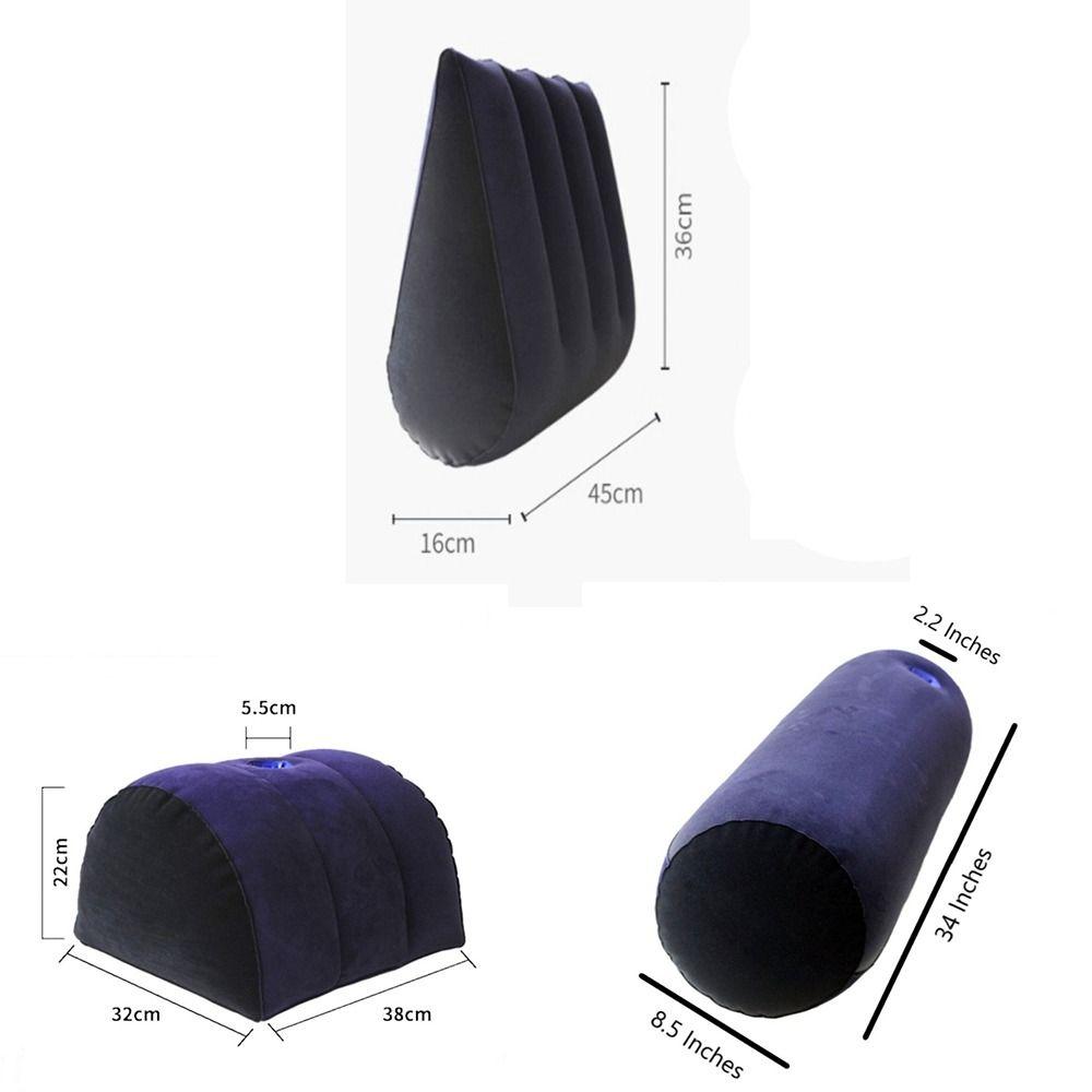 New PVC Flocking Silicone Pillow Triangle Cylinder Wedge Inflatable Magic Cushion Blue+Black Soft Triangle Pad Home