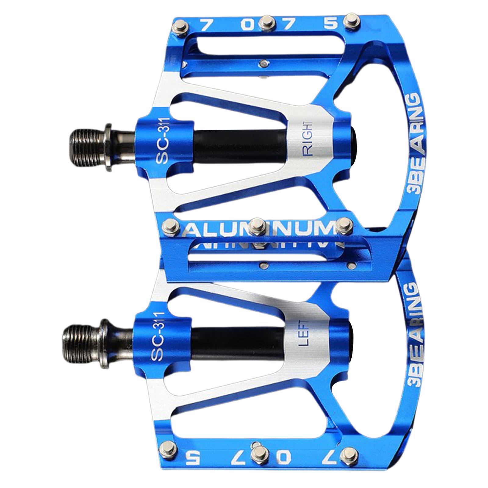 

Нескользящие педали для шоссейных велосипедов Педали из алюминиевого сплава Педали для горных велосипедов 3 подшипника Широкие плоские велосипедные педали синий