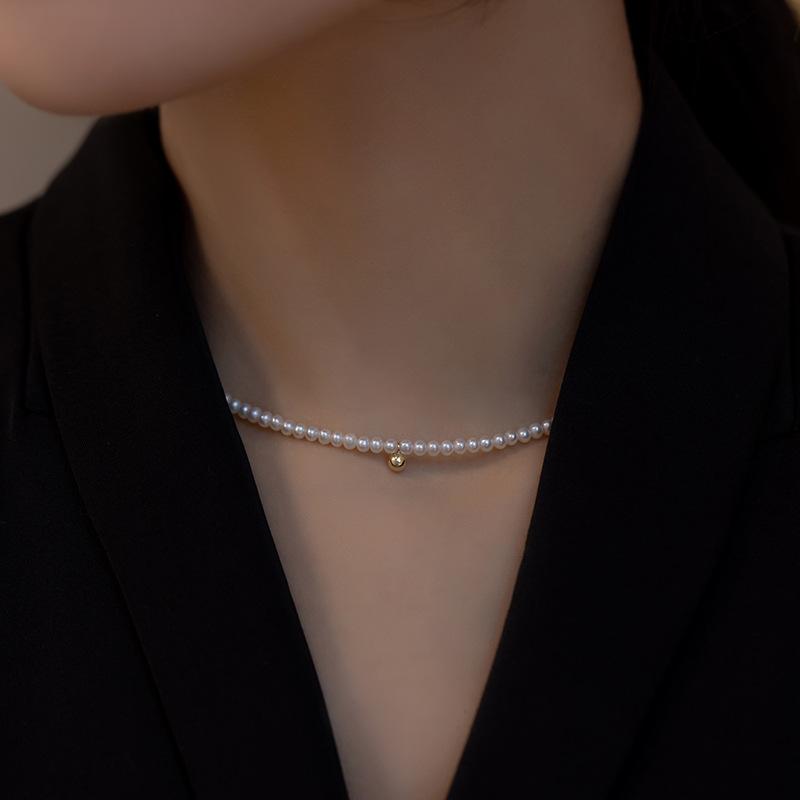 Korean Simple Choker Natural Pearl Small Particles Retro Women's Necklace Necklace Girlish Sense