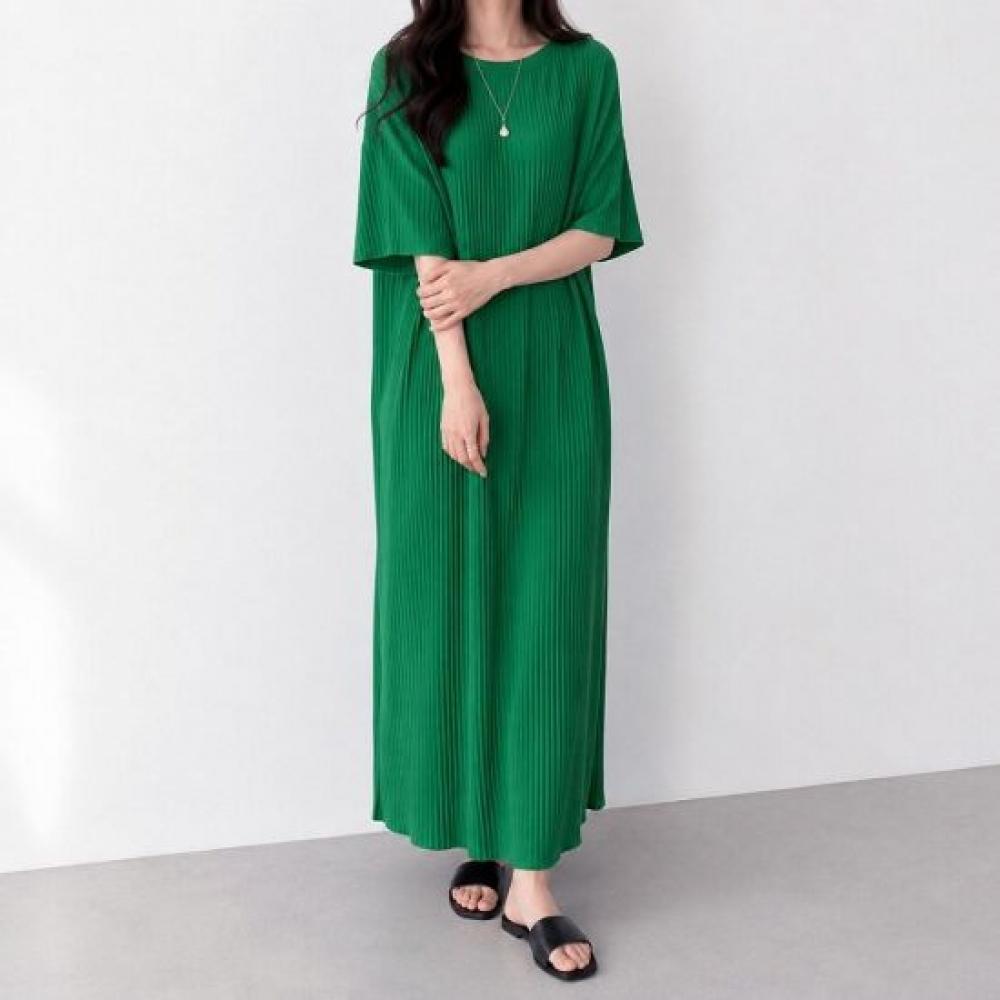 Mizqz Women S Summer pleatS Rib Short Sleeve Vivid Maxi Long dreSS Big Size