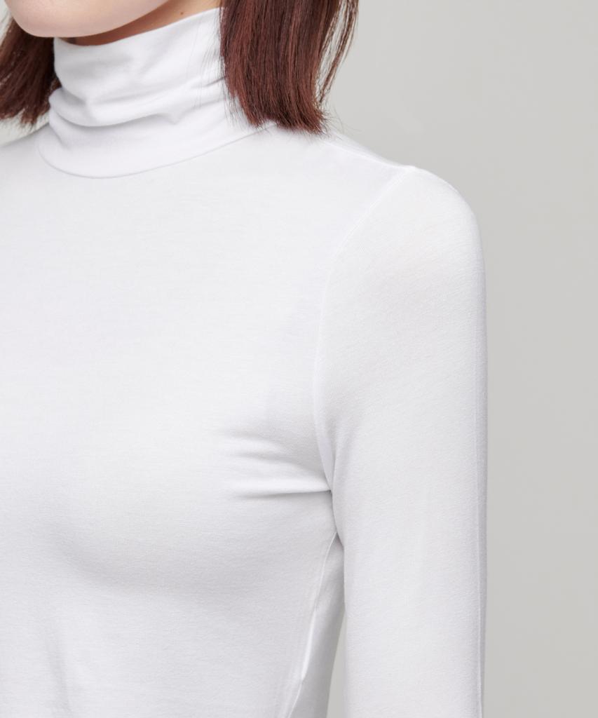 MUSINSA STANDARD WOMAN Women'S Slim Crop Turtleneck Long Sleeve T-Shirt [White]