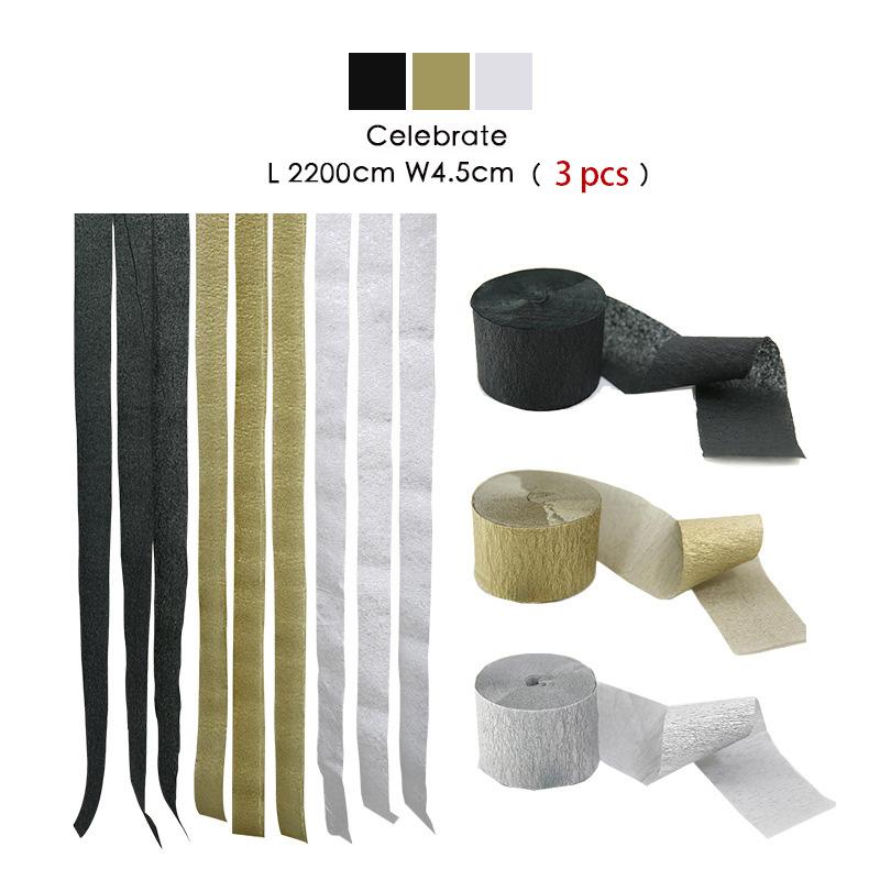 Rainbow 3Pcs/Set Crepe Paper Streamers For Wedding Birthday Party Backdrop Decoration Vibrant Multi-Colored Paper Crepe Garland Ribbon Decor