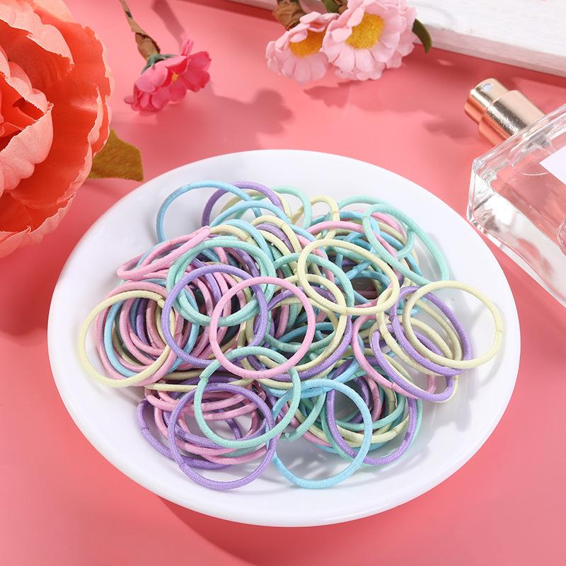 100pcs/lot 3CM Hair Accessories Girls Rubber Bands Scrunchy Elastic Hair Bands Kids Baby Headband Decorations Ties Gum for Hair