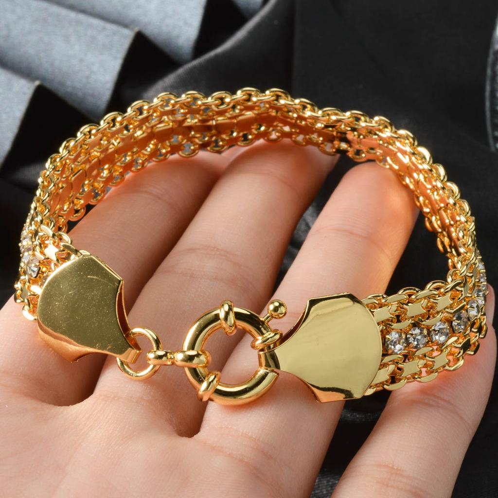 Bracciale Grande Largo 13MM per Donne Uomini Hip Hop Catena Cubana Braccialetto Placcato Rame Oro Gioielli Matrimonio Regalo Anniversario Natale