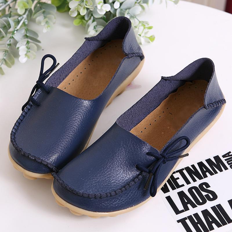 Damskie buty na platformie Oryginalne skórzane buty dla mamy Sznurowane Regulacja szczelności Retro Wygodne chodzenie Antypoślizgowe buty w dużym rozmiarze