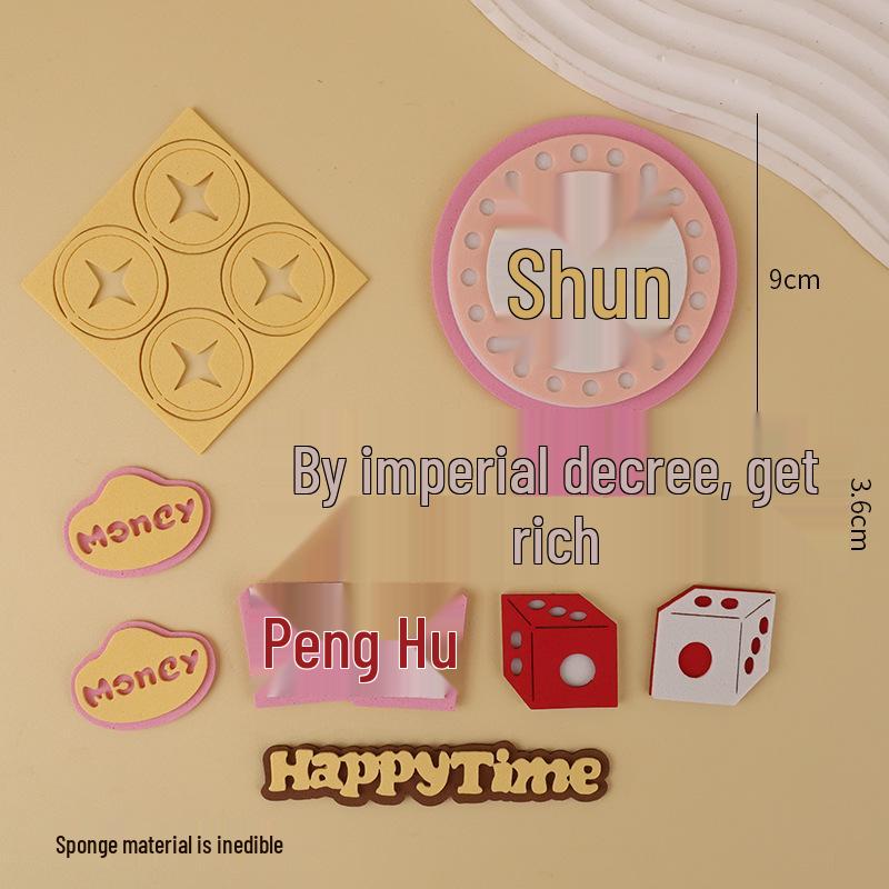 Prosperity Cake Topper: Wealth and Fortune Mah-Jongg Coins, Ingots, and Eight Directions Charm