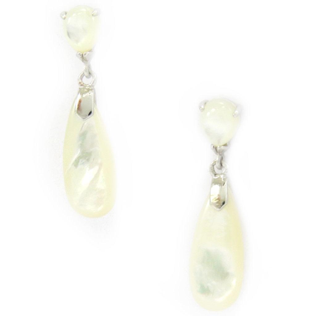 Les Trésors De Lily [G9007] - Silver 'Eva' Mother-of-Pearl Earrings