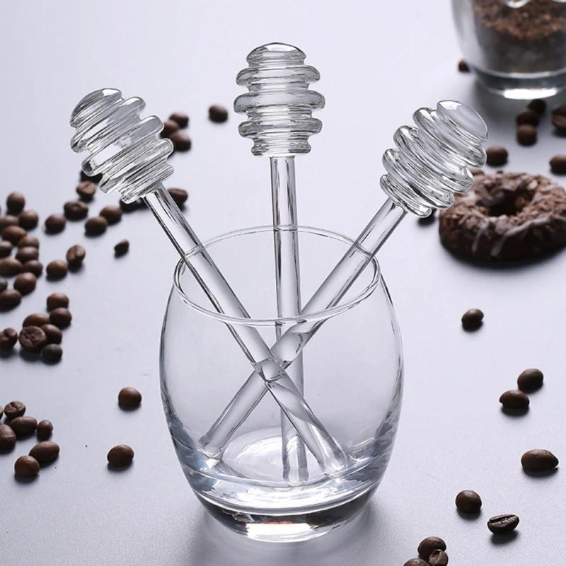 2023 New 1Pcs Honey Spoon Glass Honey Dipper Stick Syrup Dispenser Spoon Jar Stick Kitchen Accessories Server Honey For Honey