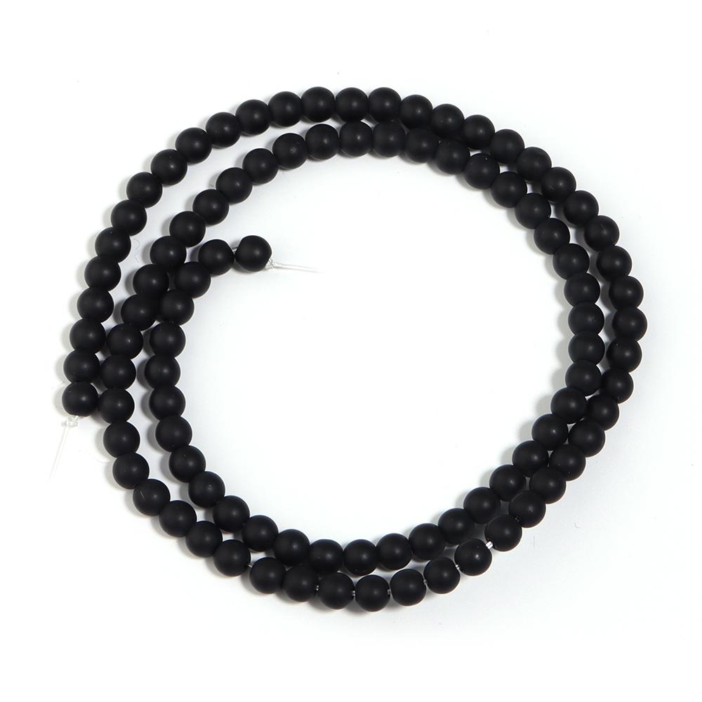 1 Strand 4/6/8/10/12mm Black Frosted Glass Stone Beads Round Loose Spaced Bead For DIY Handmade Bracelet Necklace Jewelry Making