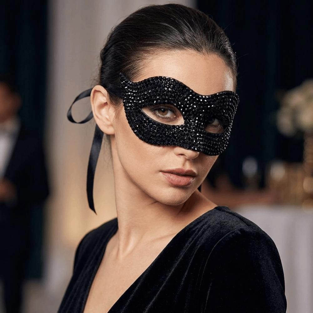 Studded Design Halloween Rhinestone Mask Plastic Masquerade Mask Half Face Mask Themed Event