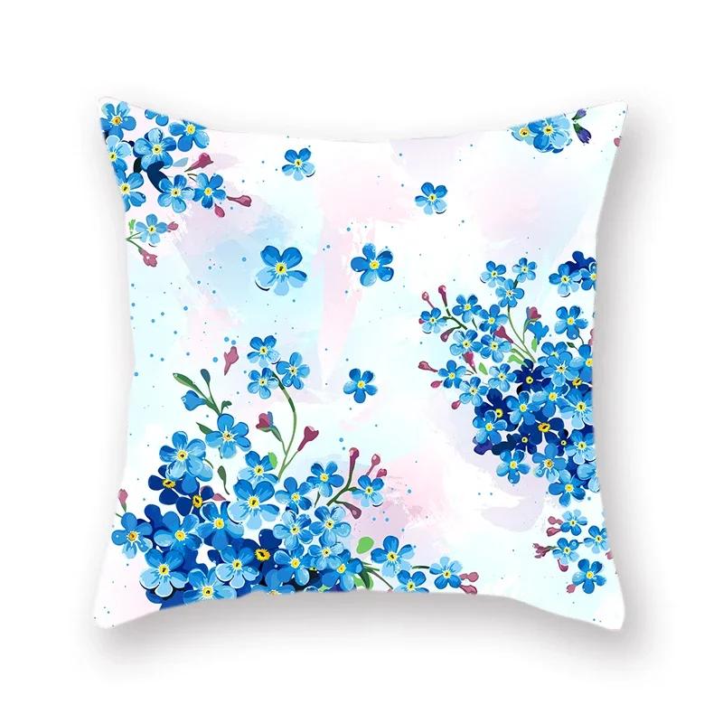 Pastoral Small Flower Pattern Polyester Throw Pillow Cover Decorative Pillowcase Floral Sofa Chair Bedroom Cushion Cover 45X45Cm