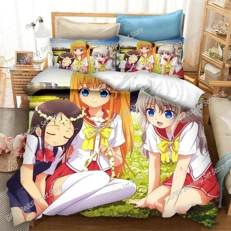 3D Print Quilt Cover Anime Charlotte Bedding Set Single Twin Double Queen King Cal King Size Bed Linen Set