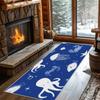 Seahorse Print Runner Rug Cartoon Starfish Seahorse Octopus Pattern Carpet Ocean Theme Hallway Anti-Slip Floormat for Doorway