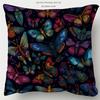 2D Flat - 1pc Pillowcase, Black Background Colorful Butterfly Pillowcase, Soft And Smooth Texture Polyester Short Plush Fabric, Single-Sided Printed P