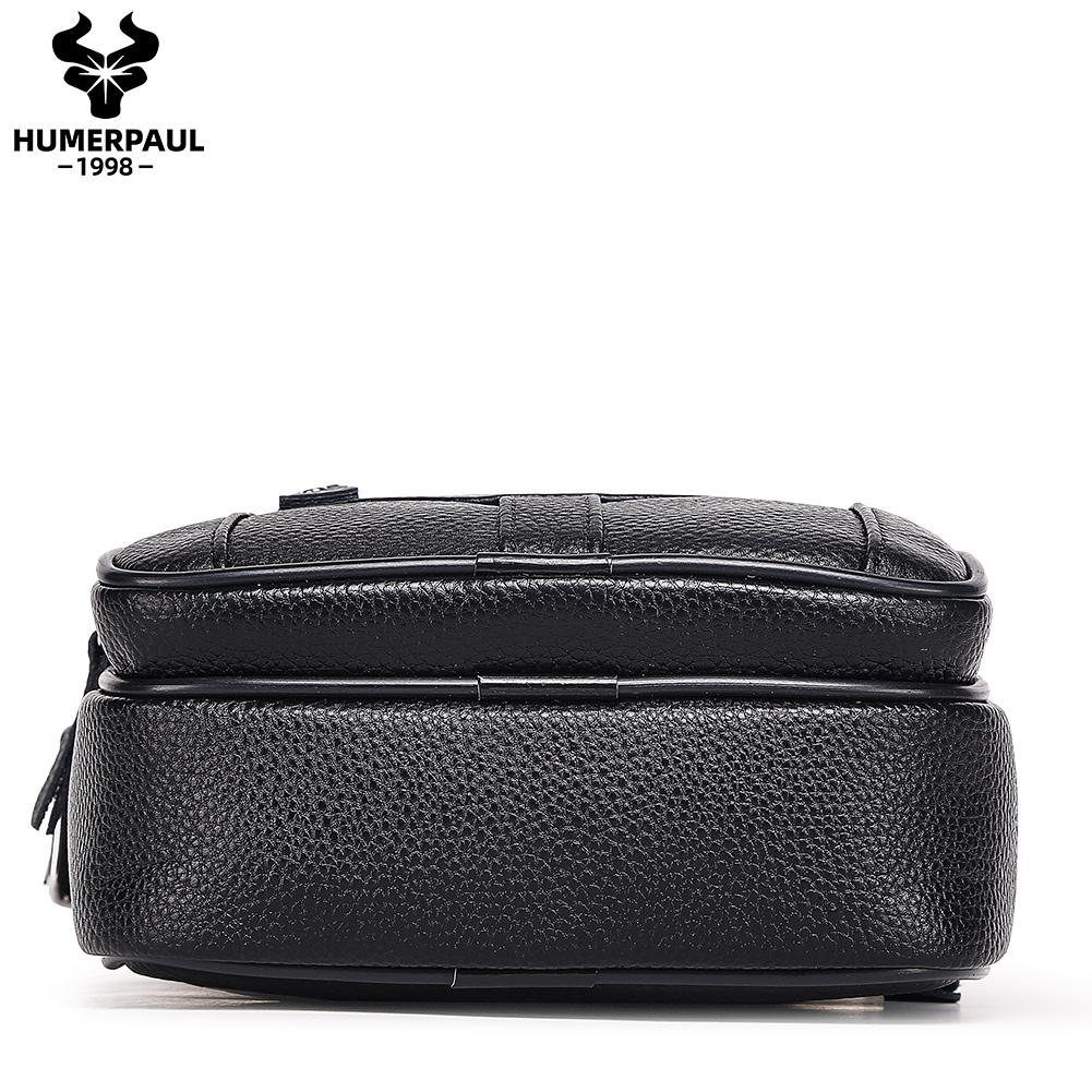 HUMERPAUL Men leather waist bag first layer cowhide multifunctional chest bag retro messenger bag shoulder bag