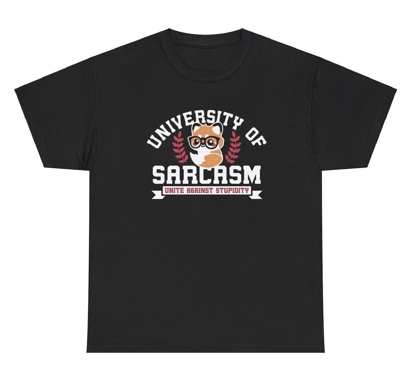 University Of Sarcasm Cat T Shirt Funny Sarcastic College Meme Humor Parody Tee M