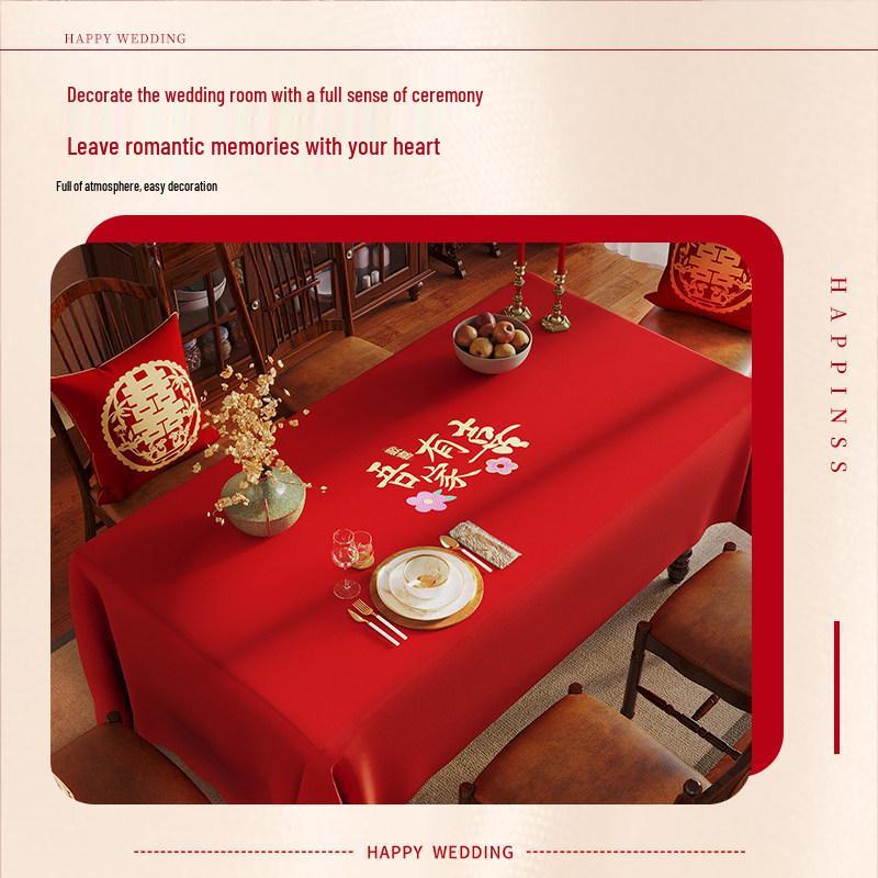 Chinese Wedding & Engagement Festive Red Tablecloth - Living Room & Dining Décor