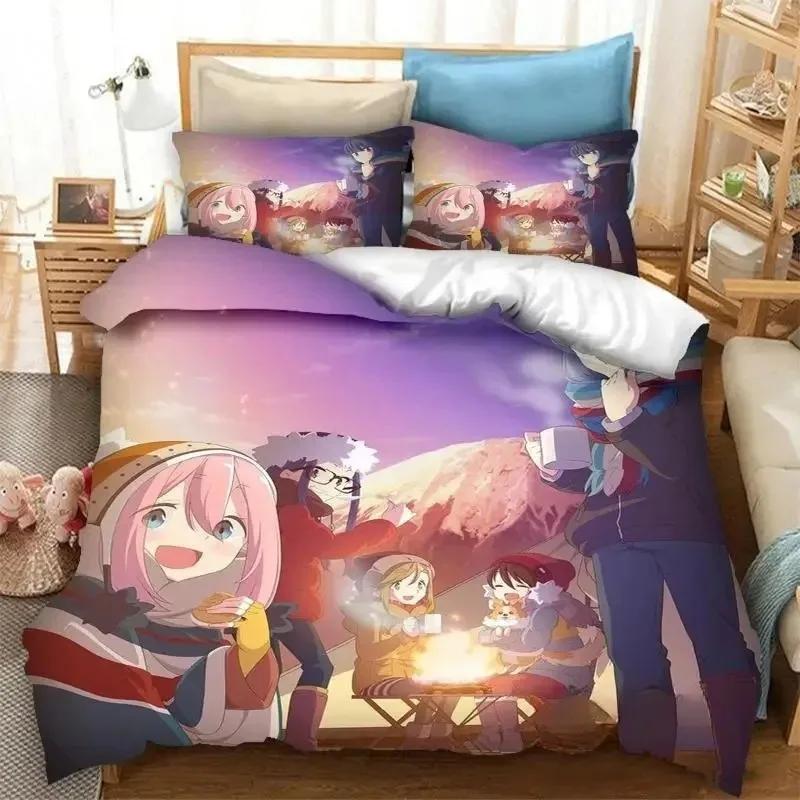 New 3D Print Anime Yuru Camp Bedding Set Duvet Covers Pillowcases Comforter Bedding Sets Bedclothes Bed Home Textiles