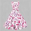 Women Plus Size Two Piece Set Floral Leaf Printed Square Neck Sleeveless Tie Waist Flared Dress With Short Sleeve Cropped Shrug