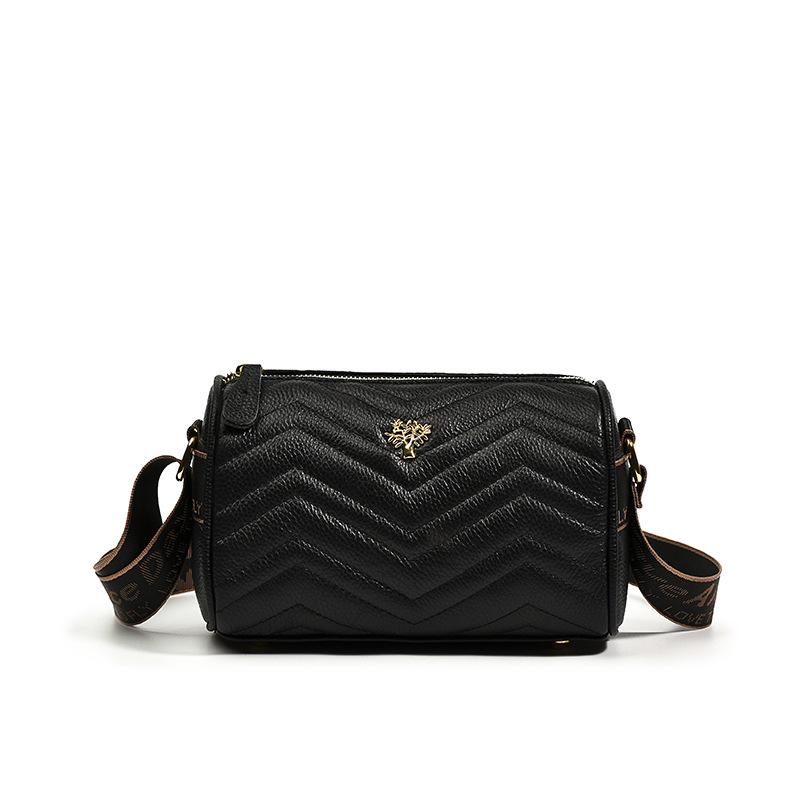 Leather women's bags autumn and winter new fashion embroidered thread shoulder messenger bag first layer cowhide pillow bag