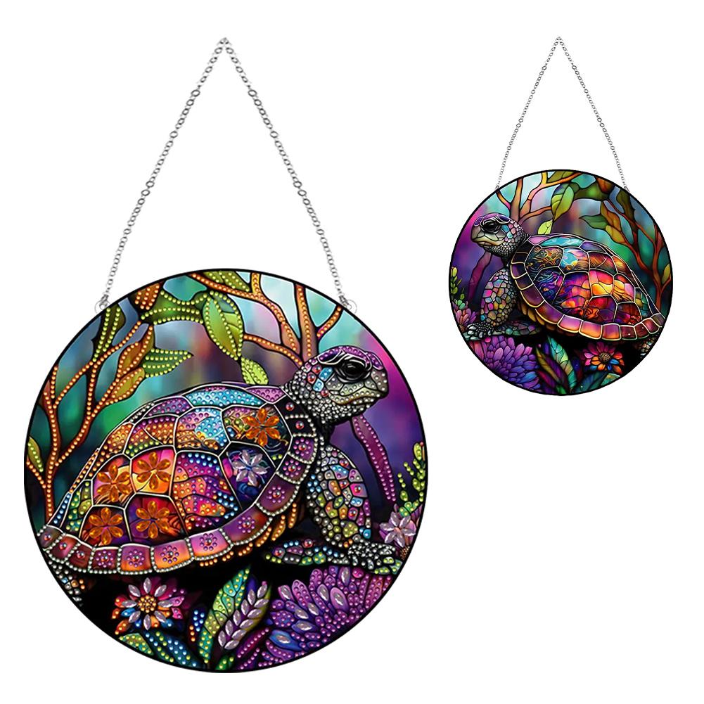 Stained Glass Animal Rhinestone Diamond Art Window Pendants Suncatcher Diamond Painting Art Pendant for Garden Window Decor