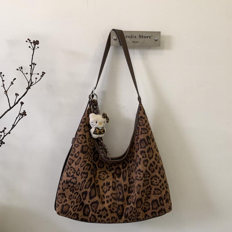 Mode Leopardenmuster Tragetasche Herbst neu große Kapazität personalisierte Schultertasche lässige Pendler Eimertasche
