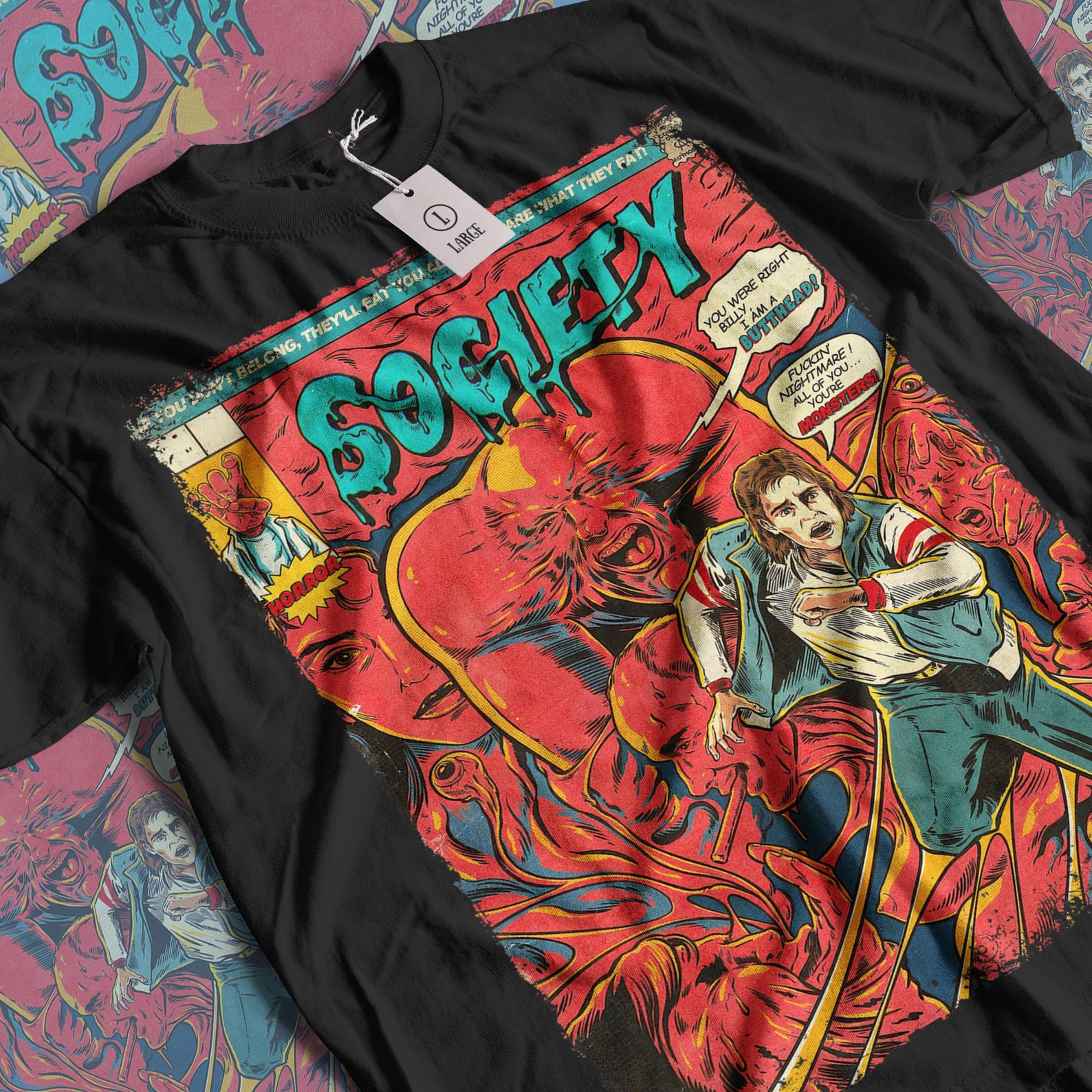 Society Horror Movie T-Shirt: Vintage Graphic Tee S