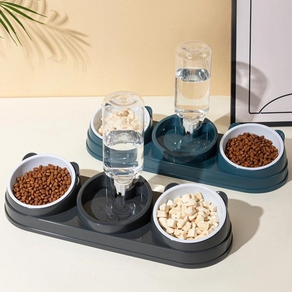 Double Bowl 3 In 1 Cat Feeder Neck Protection Cat Bowls Pet Supplies Pet Food Container  Cat