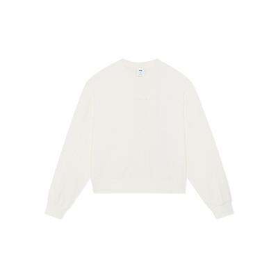 Li Ning Trainingsserie Einfarbiges Pullover Langarm-Sweatshirt Damen-Sweatshirt Vanilleweiß AWDSF84-1